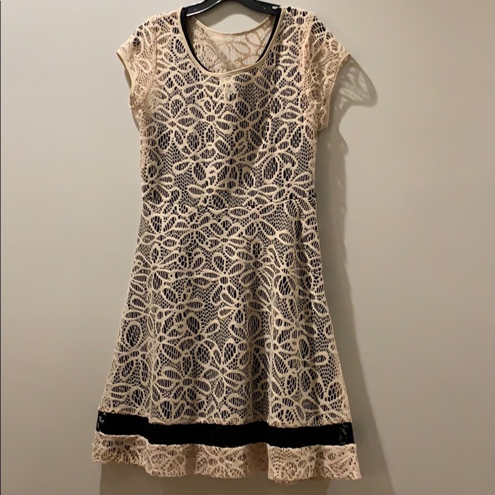 Cream and black dress